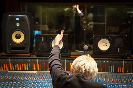 Inside a mixing booth
