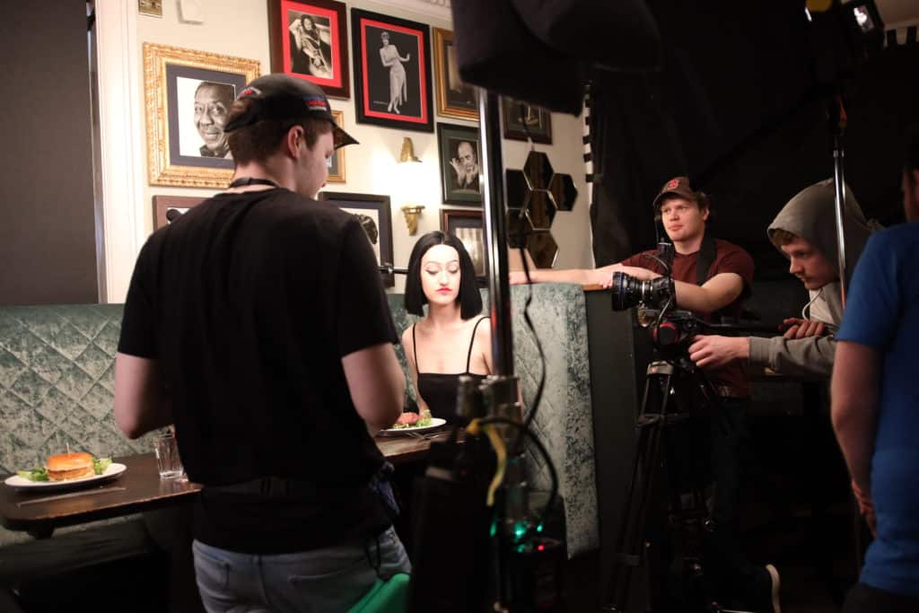 SFS Studio production with 1 actor with lighting on them
