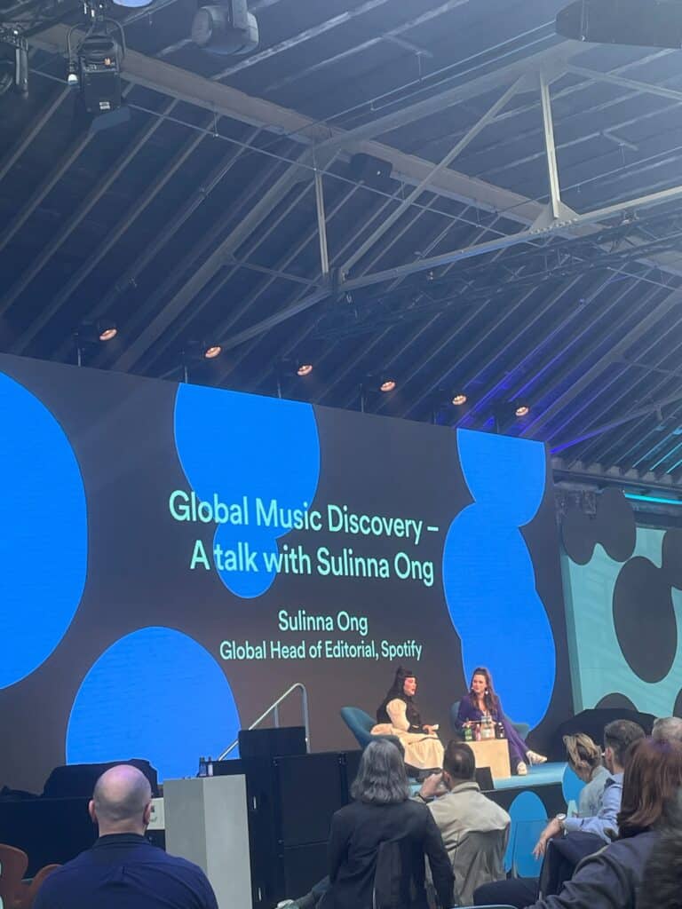 Sulinna Ong on stage at Spotify’s first music industry summit in Germany