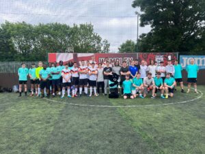 Players lined up on the pitch for BIMM World Cup 2023 - Germany team