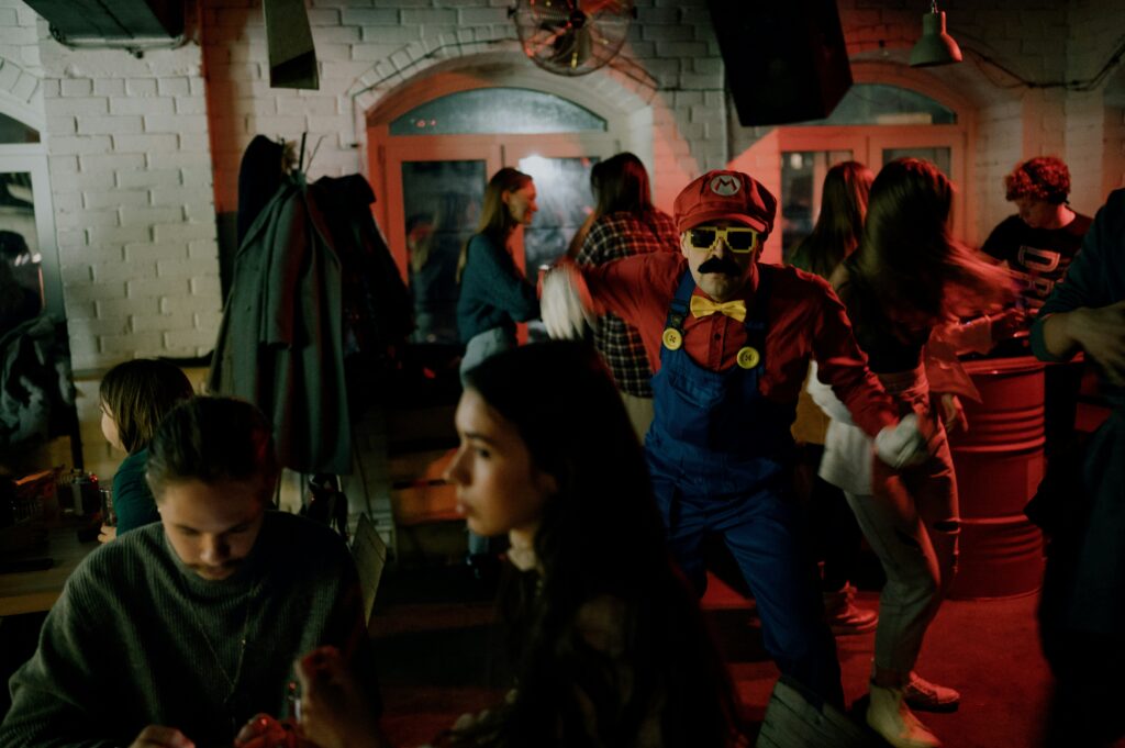 Mario cosplay at underground party
