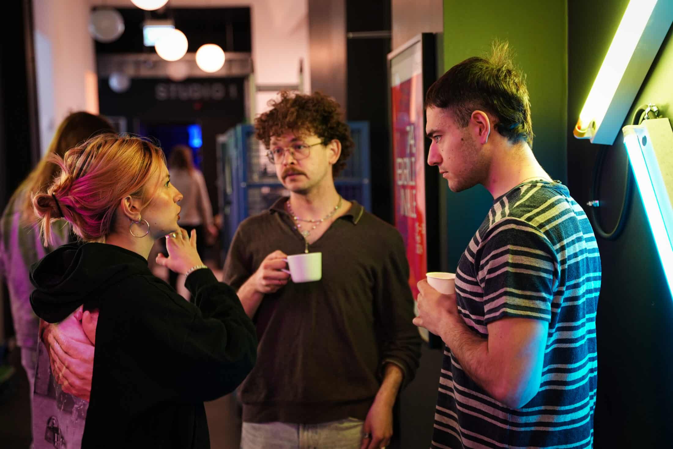 Students enjoying refreshments and networking at BIMM Berlin creative futures event