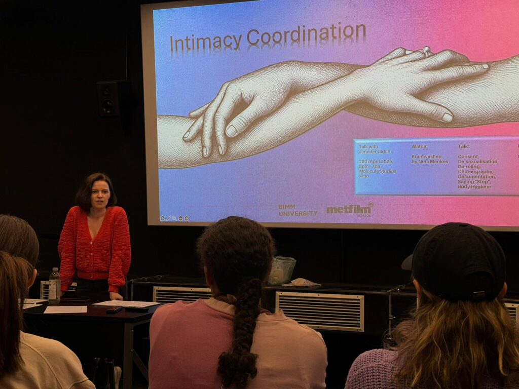 Jennifer Ulrich speaks to students at Metfilm school